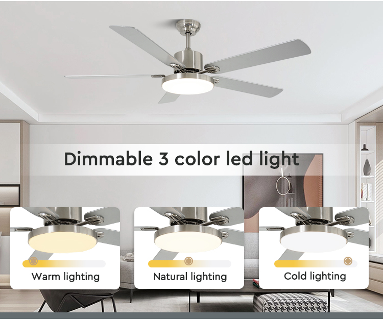 Smart Home 58 Inch Ceiling Fan with 5 MDF Blades and Remote Control 3 Color LED Light