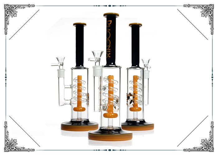 Coil Showerhead Perc Glass Water Pipe With Phoenix Star Logo