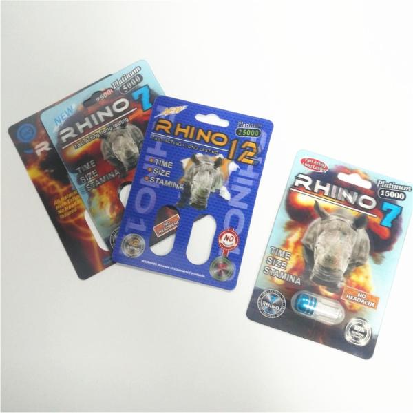 Art Paper Blister Card Packaging Rhino Male Enhancement Pill Boxes Customized