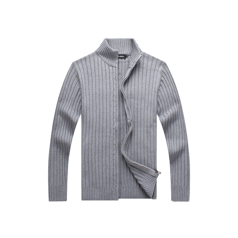 100% cotton Autumn Winter Zipper Sweater Mens Black Cardigan Sweater