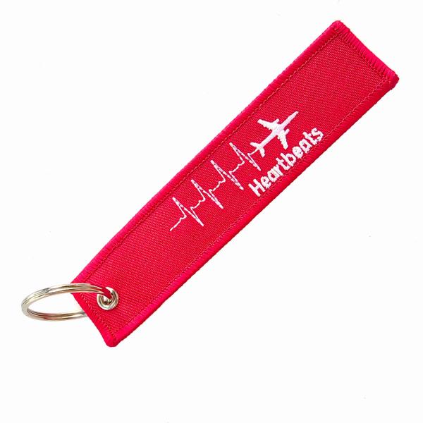 Heartbeat Plane Keychain - Custom Embroidery on Durable Polyester / Metal Ring &