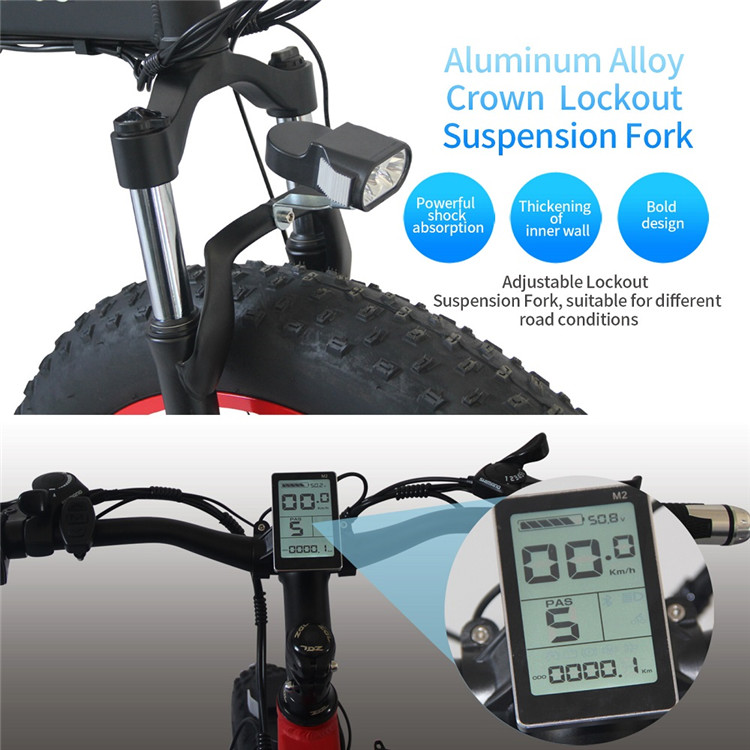 48V Fat Tire Folding Electric Bike , 30-50km/H Folding Electric Fat Bike
