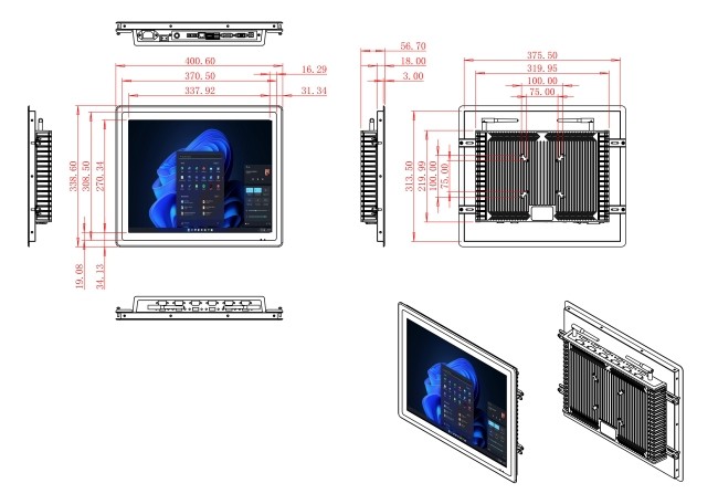 17-Inch Integrated Windows Monitor for Industrial Automation and Logistics Operations