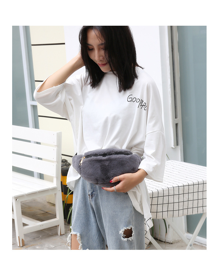 Factory Price Faux Rabbit Fur Waist Bag Winter Bum Bag Female Travel Bum Hip Coins Phone Pouch Casual Chest Bag