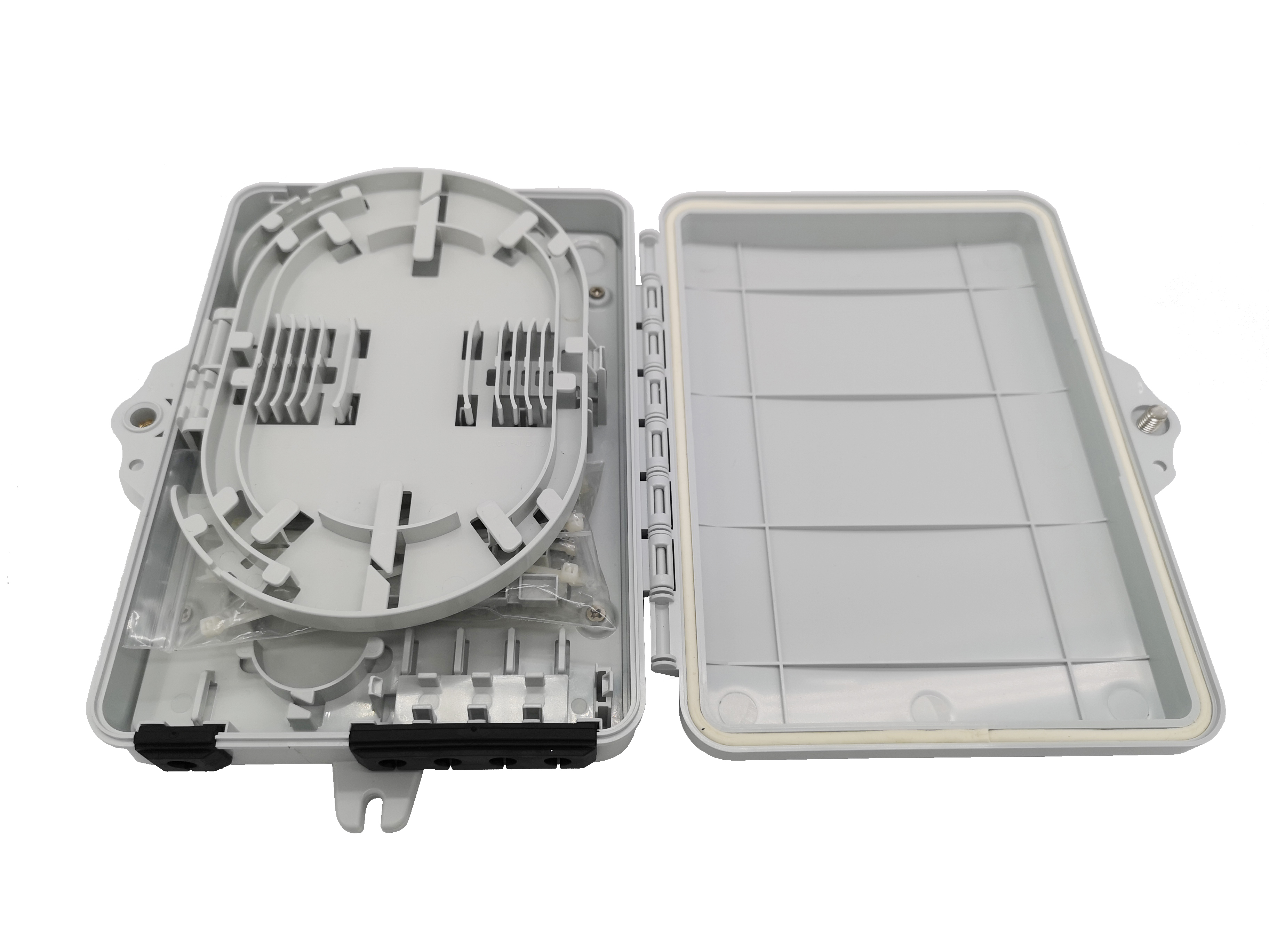 Fiber terminal box from to FTTH at home with villas to fix and FTB 108M splice with pigtails