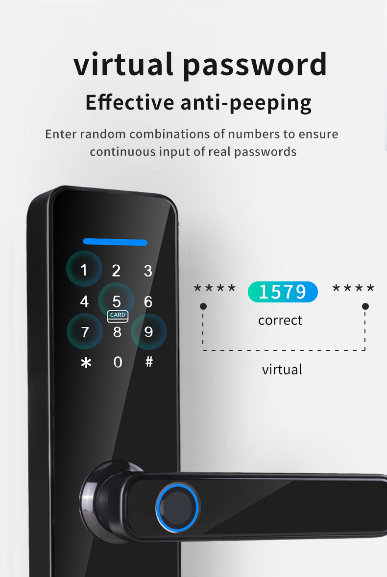 Bluetooth Intelligent Door Lock Black Tuya Wifi Smart Lock Advanced Unlocking