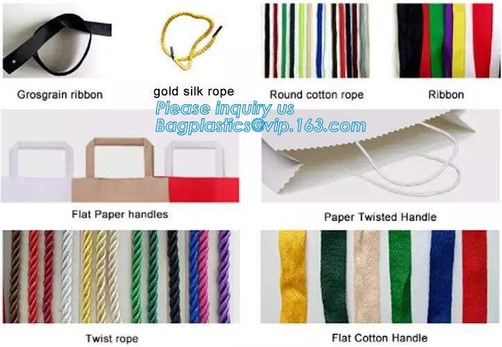 Gold foil stamp matt laminated black handle rope hair extension packaging bag red paper bag,Handle Brown Kraft Gift Pape