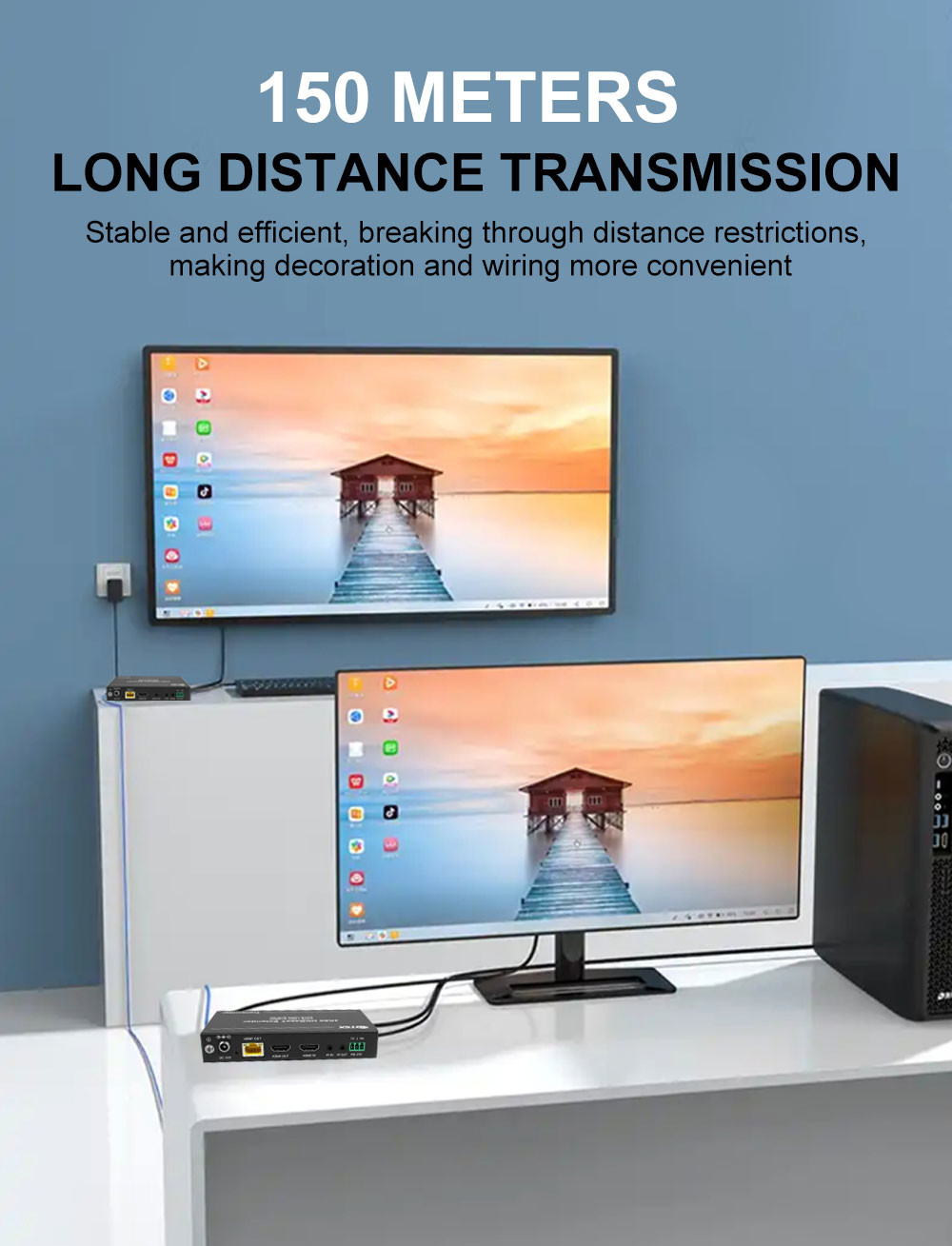 150m HDMI Fiber Extender For Audio Video Signals Support 18Gbps bandwidth