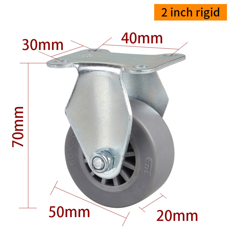 EDL Mini Caster Wheels 2inch 30kg Plate TPE by Rigid, Swivel and Brake type