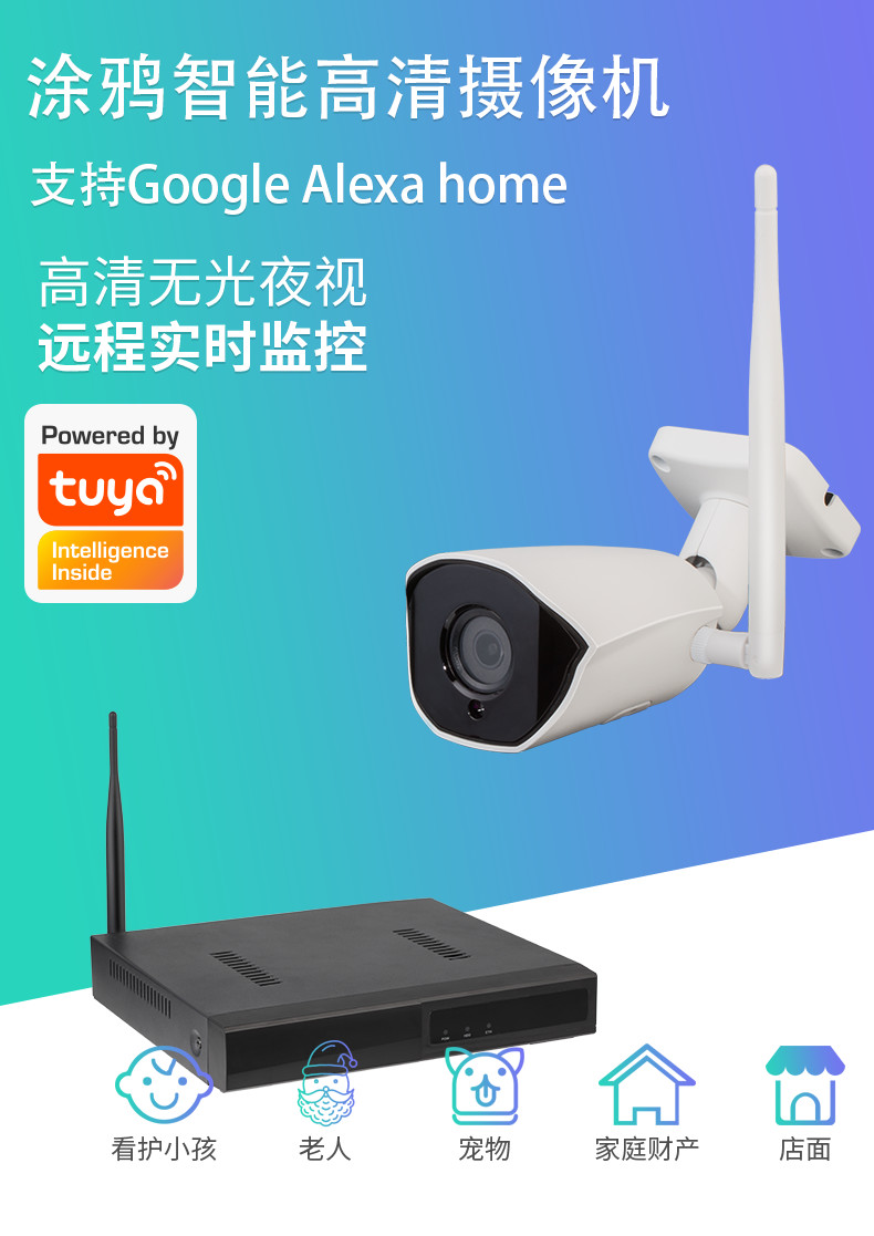 Tuya Full Set Wi-Fi Camera with Home NVR Kits Cctv Security System Life Waterproof Video 1080p Wifii Alarm System Camera