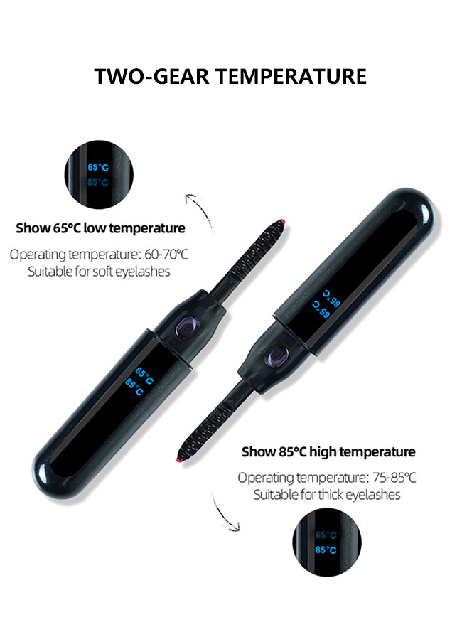 ROHS Mini LCD Display USB Rechargeable Heated Eyelash Brush