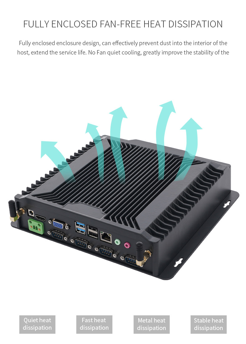 Aluminium Alloy J1800 Rugged Windows 10 Fanless Industrial PC