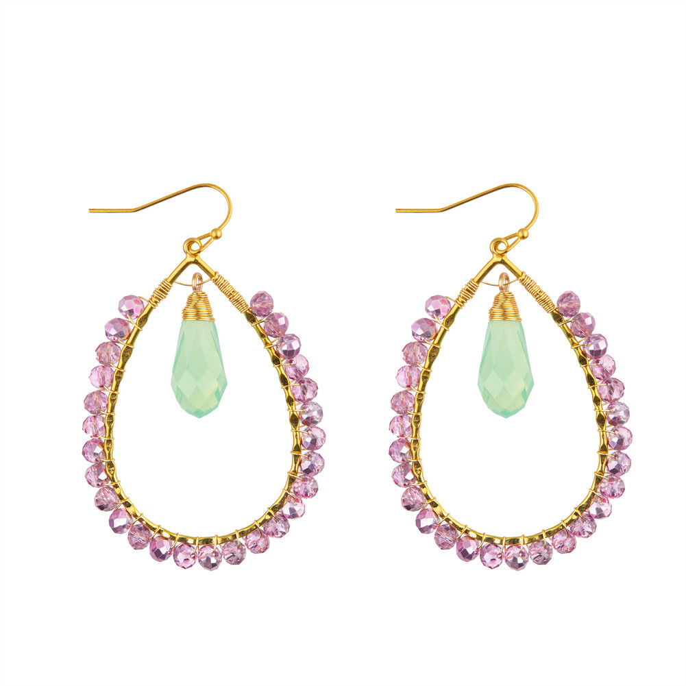 Grape Seeds Drop Shaped Handmade Beads Earring Multi Colors