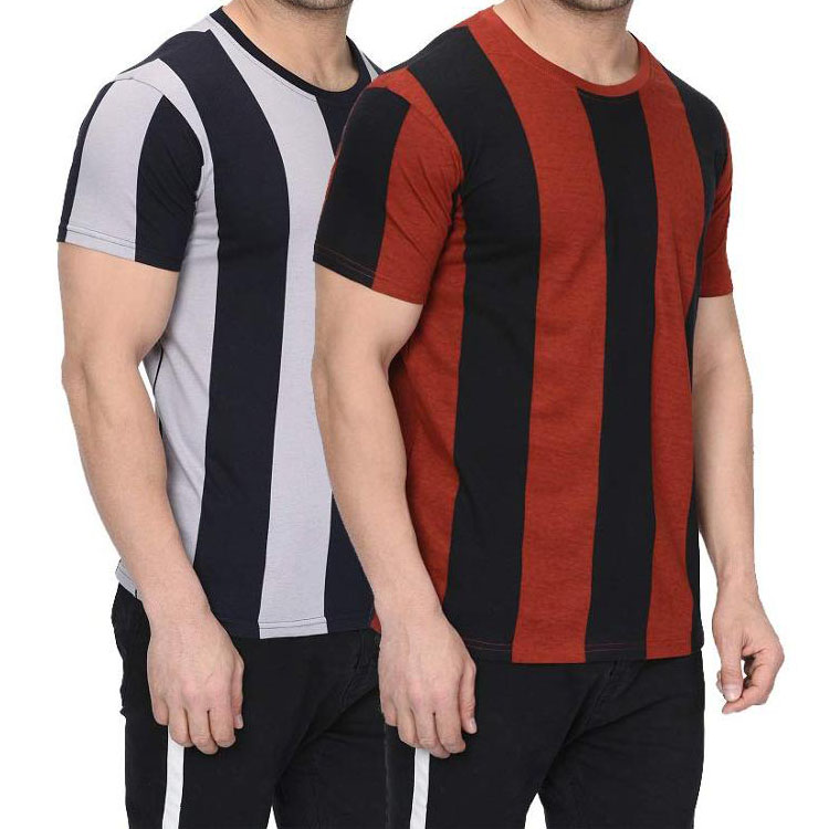 180 Gram Vertical Striped Tee Shirt , Mens Casual T Shirts Size XS - XXXXXL