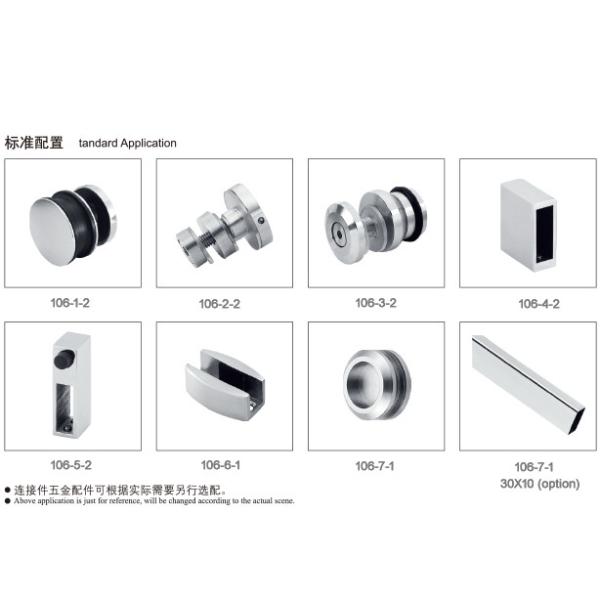 Glass Sliding Door Kit 106, stainless steel 304, finishing satin, for bathroom