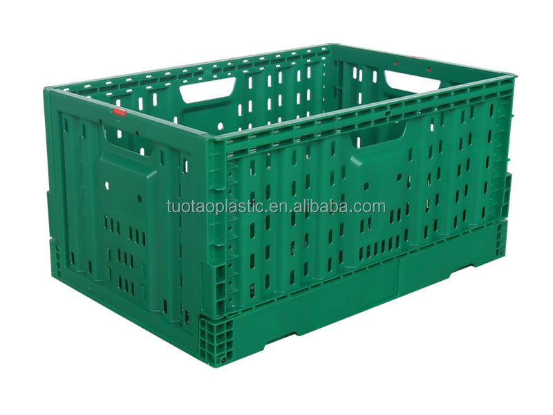 Green 600x400x300mm Folding PP Mesh Plastic Crate for Storing Fruits and Vegetables