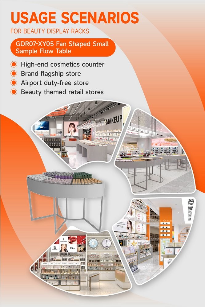 GDR07-XY05 Cosmetic Display Table with 3mm Transparent Acrylic Joint Box and Adjustable Height for Trade Show Booth