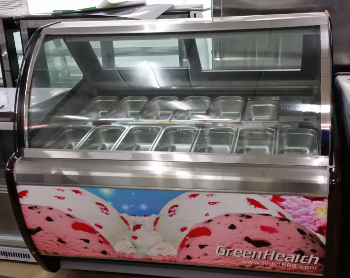 Digital Temperature Control Ice Cream Display Freezer Front With Lamp Box