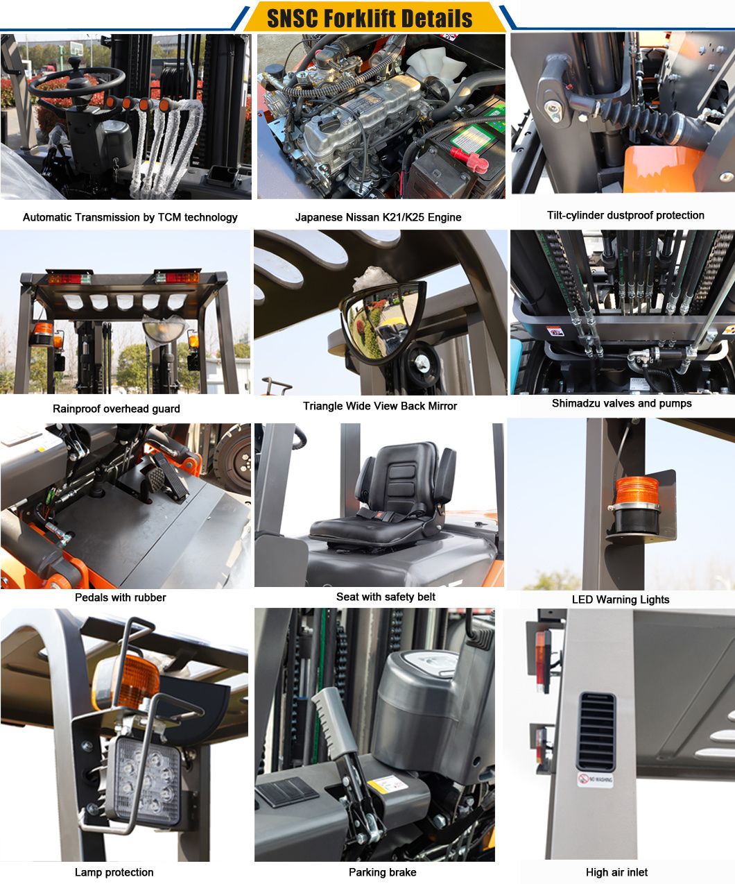 Triplex Tower 2ton 2.5ton 3ton 3.5ton Gasoline Gas Propane Montacargas Forklift