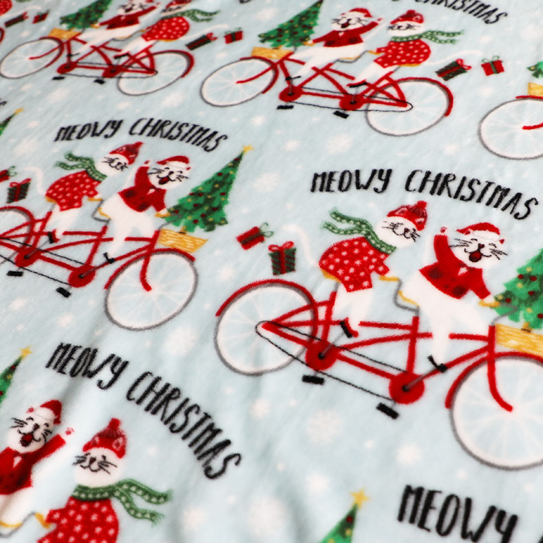 Printed Christmas Flannel Fleece Fabric 300gsm For Upholstery Toy Blankets