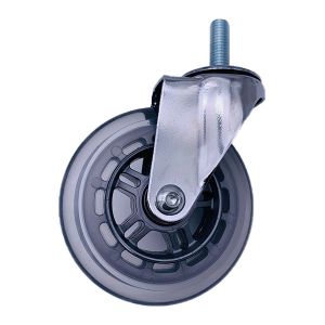 China 75mm Transparent Thread Stem PU Caster Wheels with Chrome Plated on sale