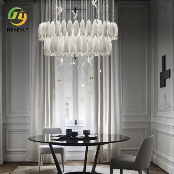 Luxury Ceramic Tulip Bird Chandelier Staircase Villa Duplex Living Room Dining