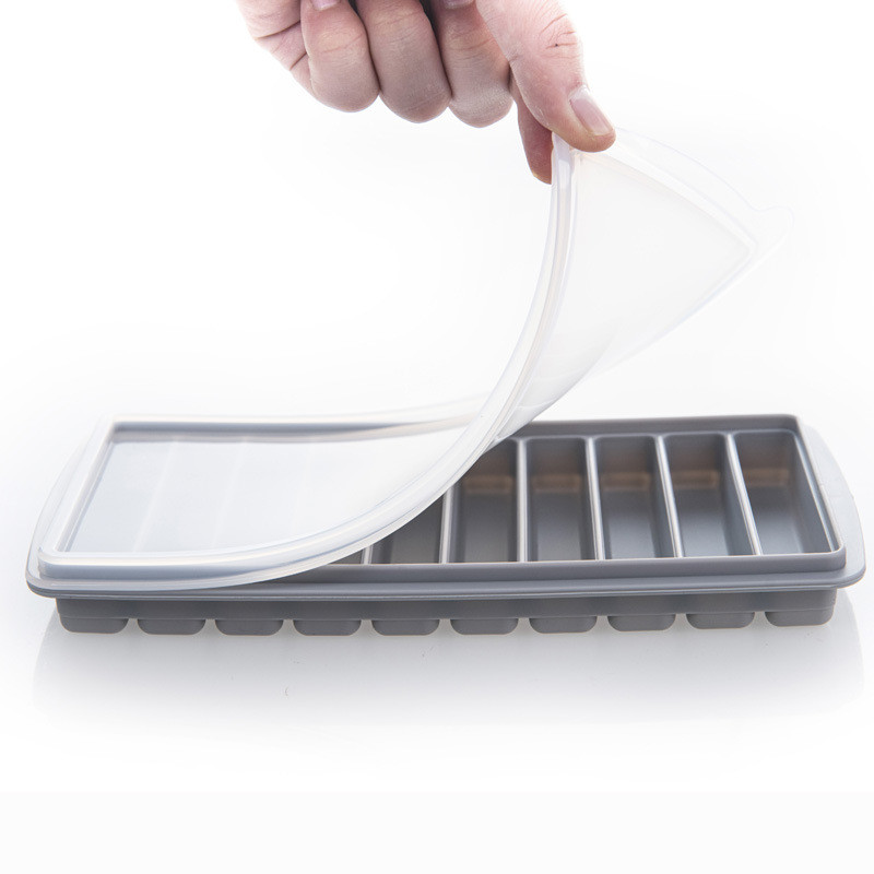 Silicone Freezer Tray With Lid - 1 Cup Silicone Food Freezer Tray - Large Ice Cube Freezer Molds - Soup, Sauce, Leftovers, Homemade Meal Prep Freezing
