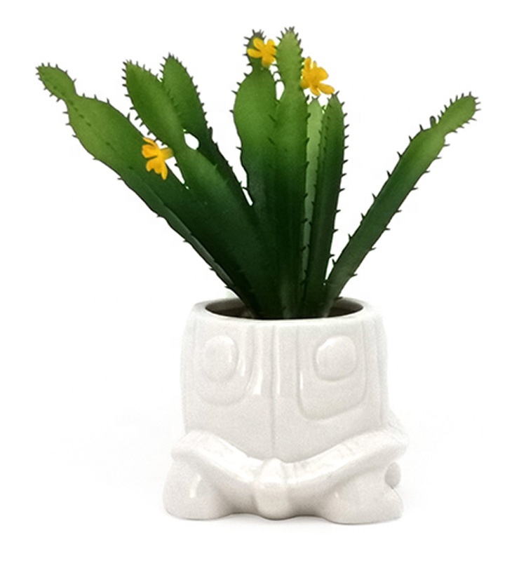 Hot sale custom white stoneware succulent 3D Snail shaped flower succulent pots planter
