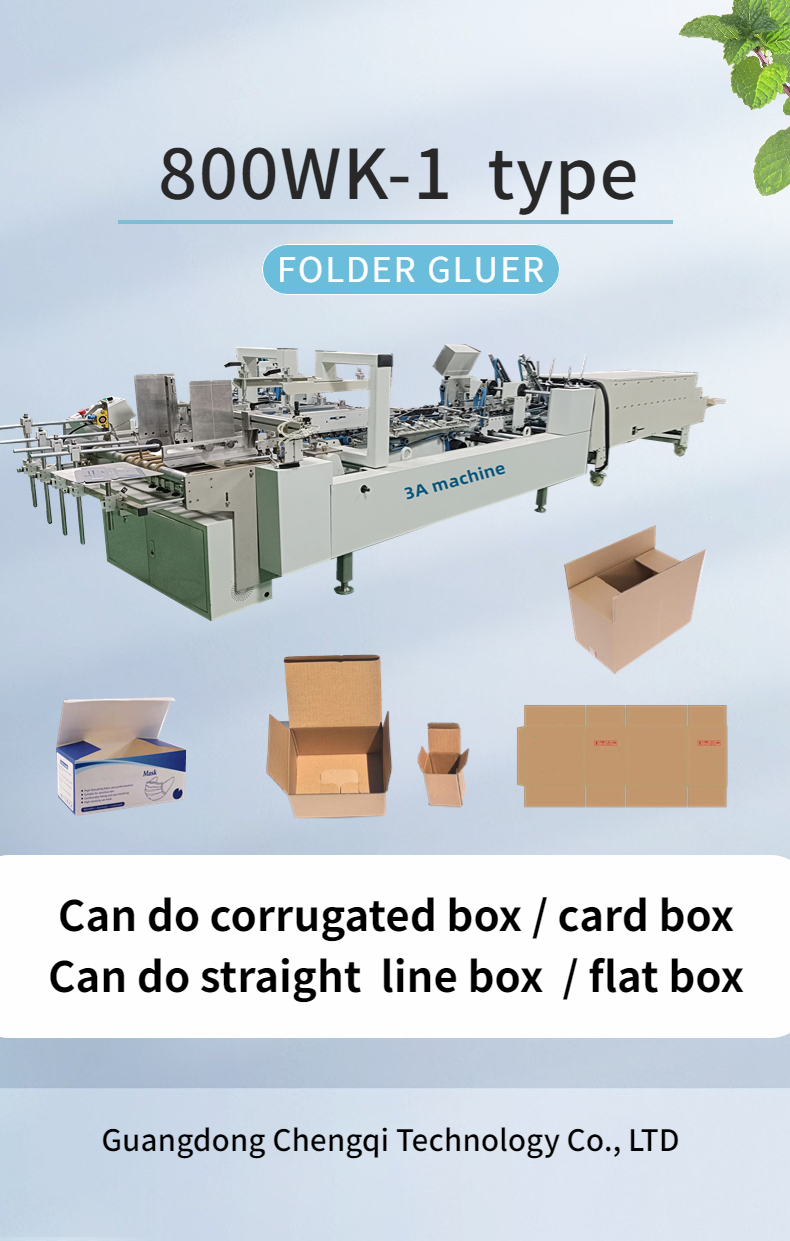 PLC Controlled CQT-800WK-1 Corrugated Paper Box Folder Gluer Machine for Box Packaging