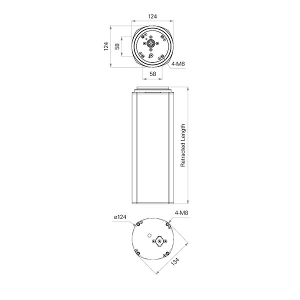 2000N Telescoping Cylindrical Lifting Column Actuator Powerful 200 - 400mm Stroke