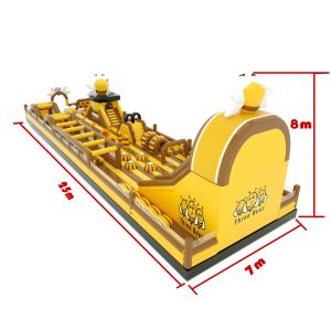 Bee Inflatable Obstacles Course Yellow Brown With Big Slides