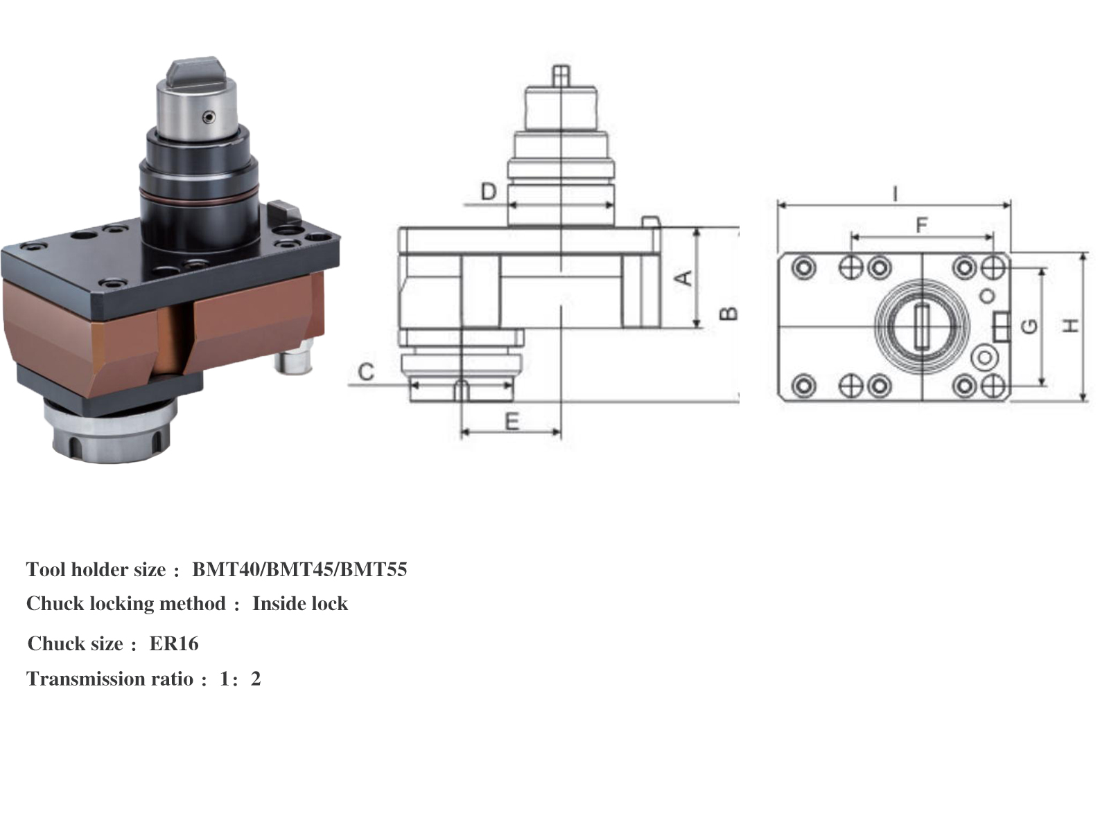 BMT High Accuracy Radial Live Tool Holder Lathe Live Tooling Holders