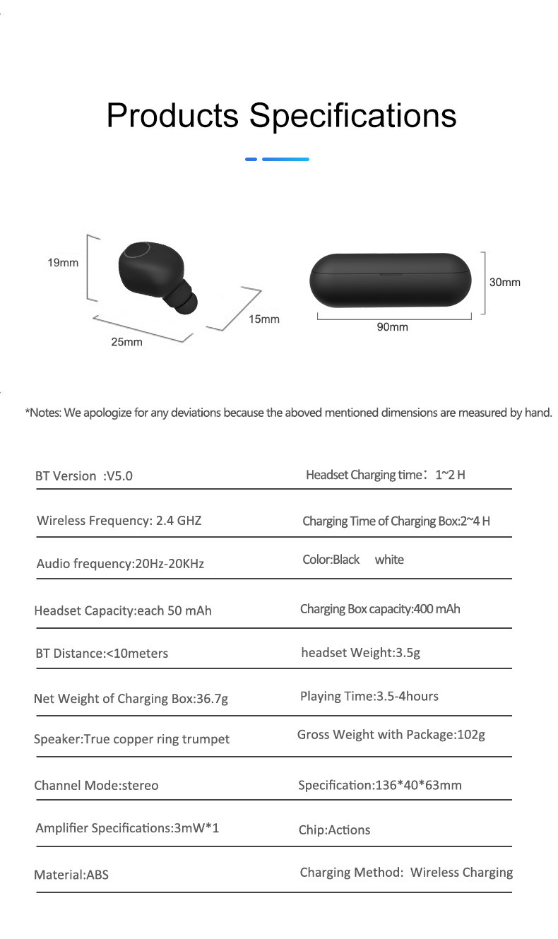 New Mini V5.0 EDR Tws Bluetooths Earbuds Earphone Wireless Headphone TWS Earbuds Wireless Headset