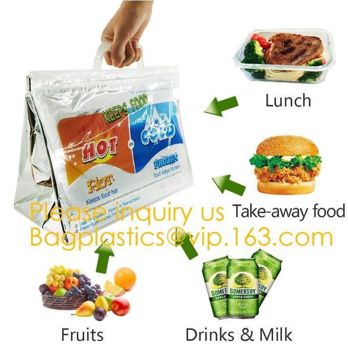 Aluminum Foil Food Use Disposable Cooler Bag Insulated Thermal Bag Organizer Storage Frozen Lunch Bag bagease bagplastic