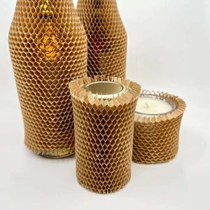 Customizable Bottle Sleeve Packaging Biodegradable Honeycomb Kraft Wrapping