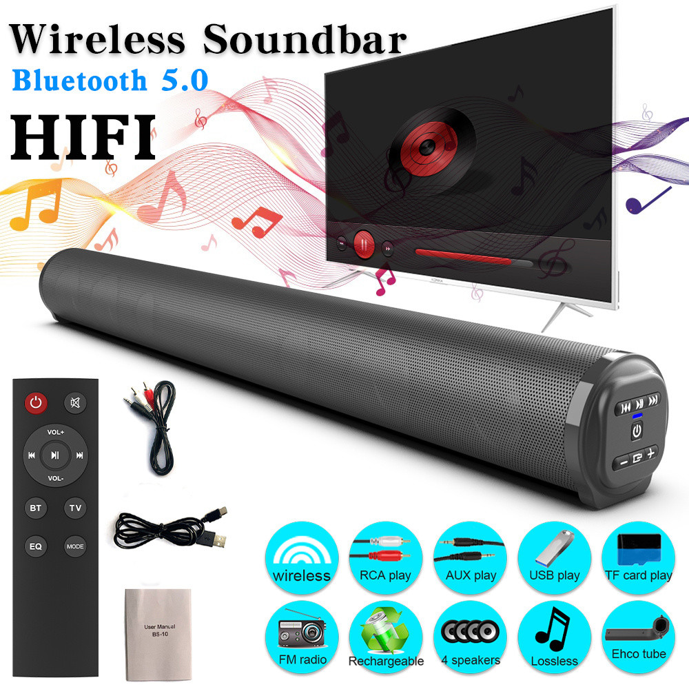 4 Speakers FM Radio Soundbar For TV PC Phone Tablet Laptop MP3 MP4 DVD Player