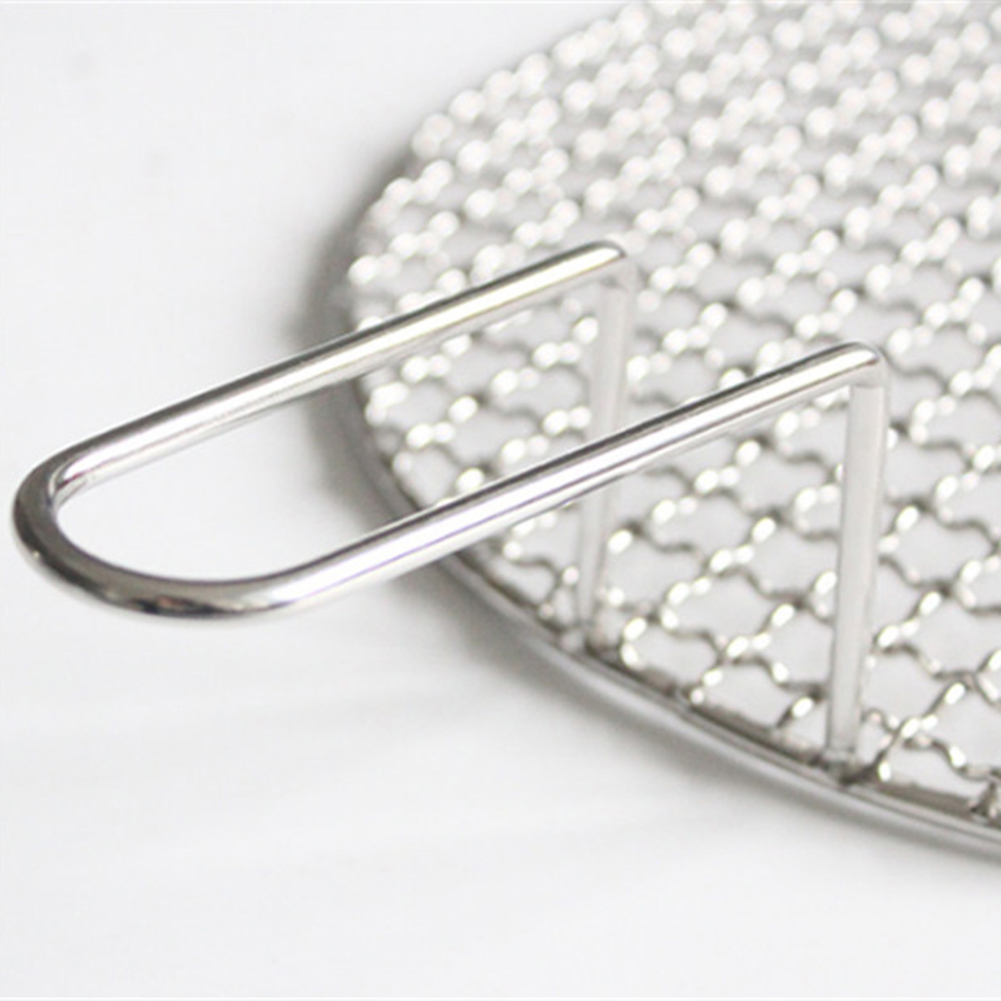 304 Stainless Steel Round Grill Net With Handle Barbecue BBQ Meshes Cooling Rack Steam Baking Rack Camping Outdoor Mesh