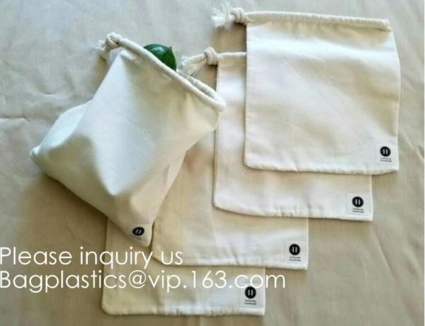 Wood color Double Drawstring Cotton Muslin Bags Favor Bags Jewelry Pouch
