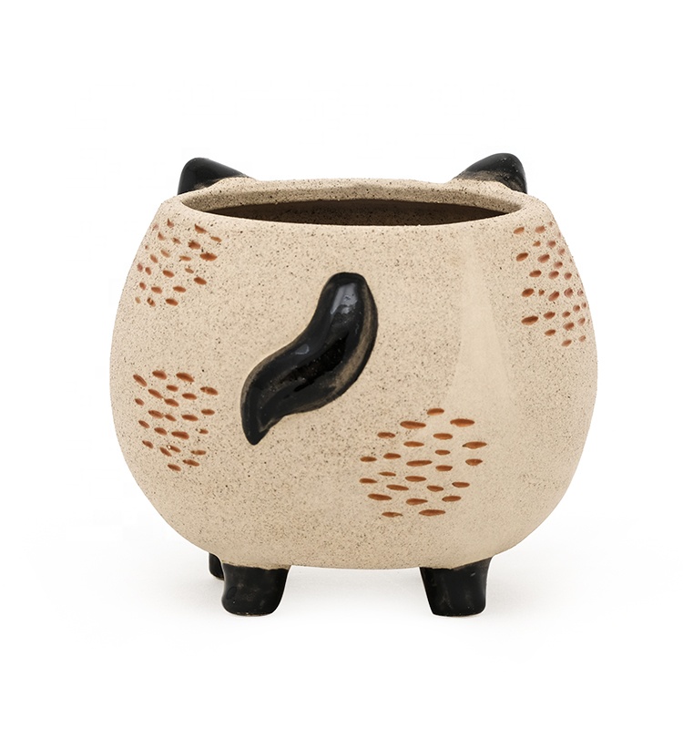 Unique Kitten Cat Flower Succulent Pot in Pottery Clay Ceramic Wholesale Hot Sale Lovely Instagram 3D Flower/succulent Pots