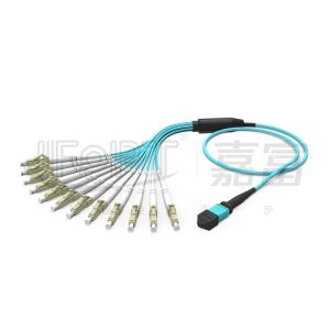 12 Fibers Duplex MPO Breakout Cable MPO-LC/SC/FC/ST Multimode 50/125 3.0mm LSZH
