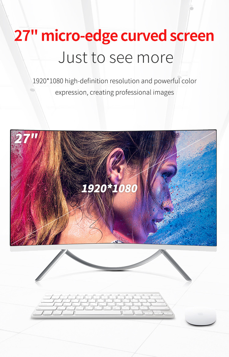 FHD 1920*1080p Touch Screen Desktop Curved Monitor All In One Pc 250nits