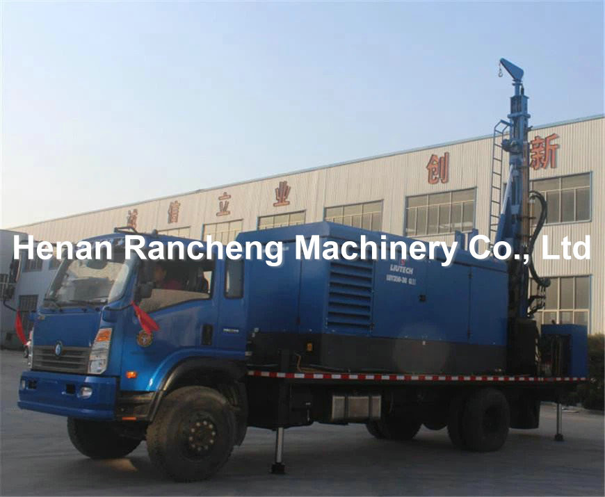300m Depth Water Well Drilling Rig 266HP Load Vehicle Engine 115 - 350mm Dia