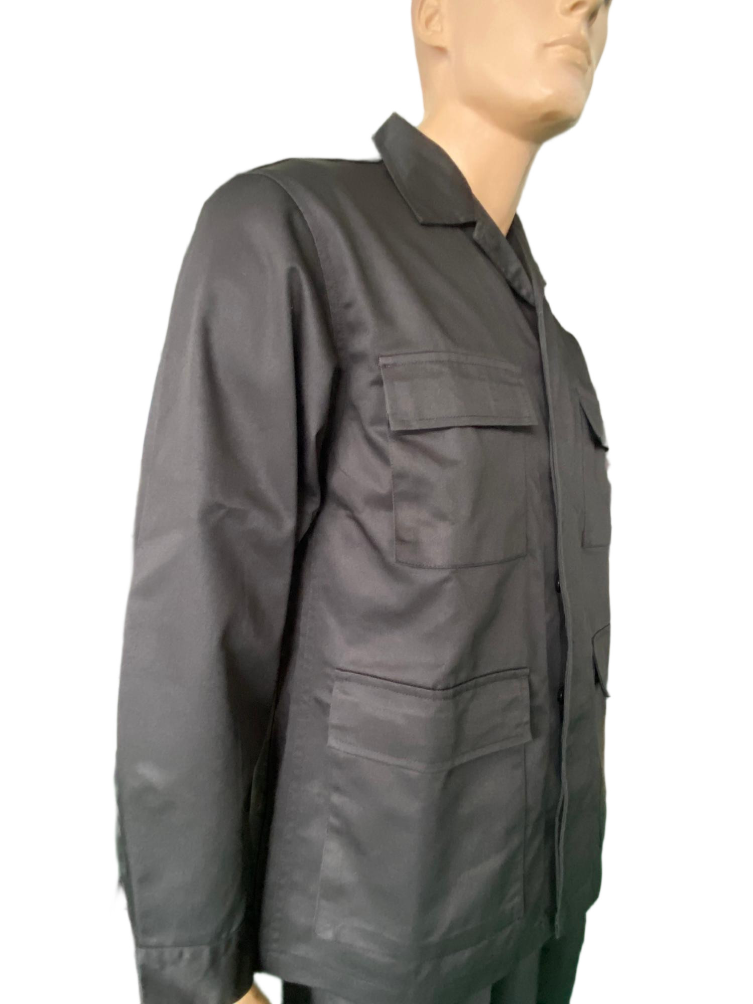 Black Ceremonial Uniform Set Casual Comfortable Top with Neat Straight Pants 45 Wool 55 Polyester