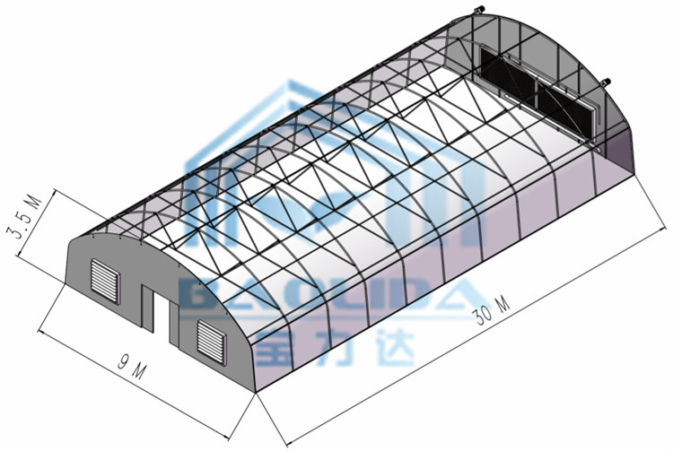 Film Galvanized Sheet Light Deprivation Greenhouse Kits Length 30-60m