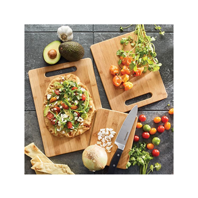 Hot Seller Natural 3-piece Bamboo Cutting Board Set Perfect for Kitchen and Chopping