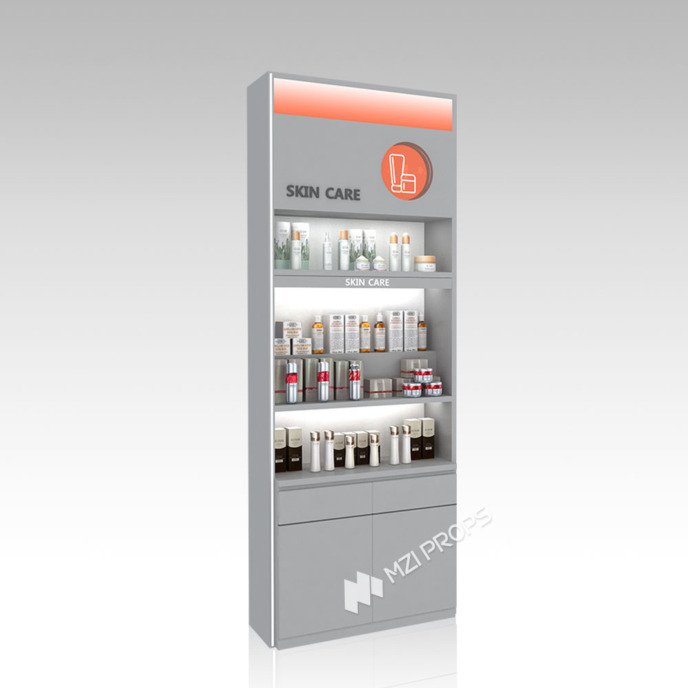 YHeS-P1 Recessed Structure Skincare Display Cabinet with Milk White LED Tubes
