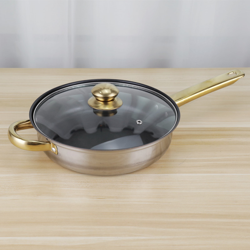 High Quality Kitchen Cooking Pot Set 12 Pcs Stainless Steel Cookware Set With Golden Handle