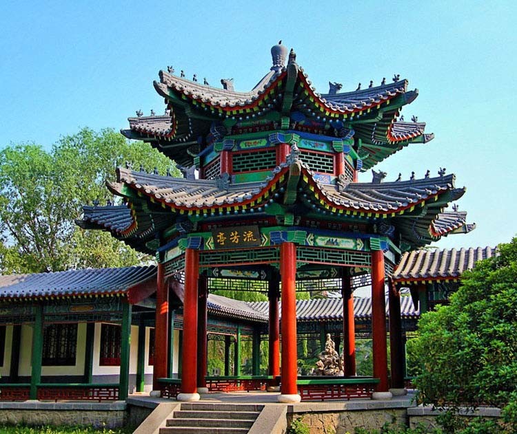 Authentic Chinese Style Pavilion Outdoor Gazebo 5m Wooden Garden Pavilion