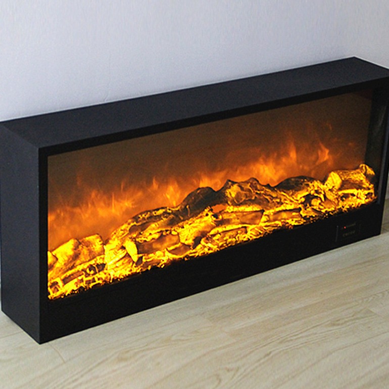 1800mm Glass Single Side View Led Wall Mounted Led Fireplace Wall Surface