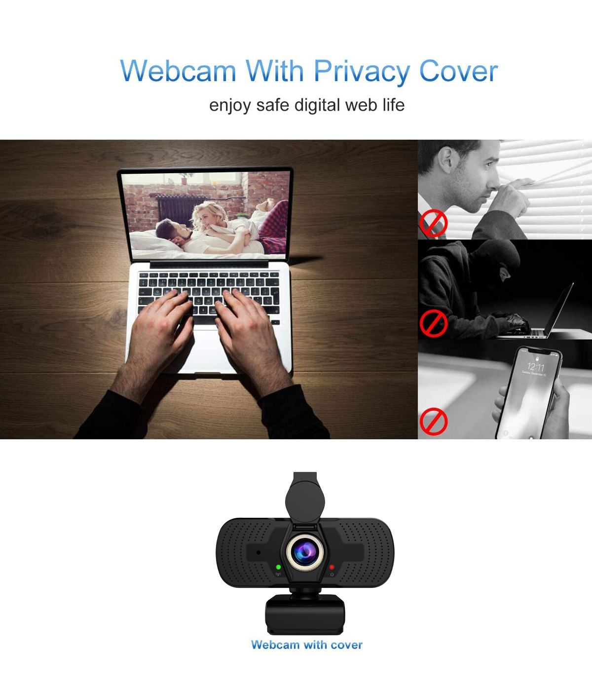 Full HD 10 Mega 1920x1080P Privacy Cover Webcam For Desktop Computer